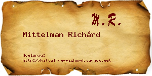 Mittelman Richárd névjegykártya